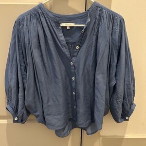Madewell Blue Peasant Blouse